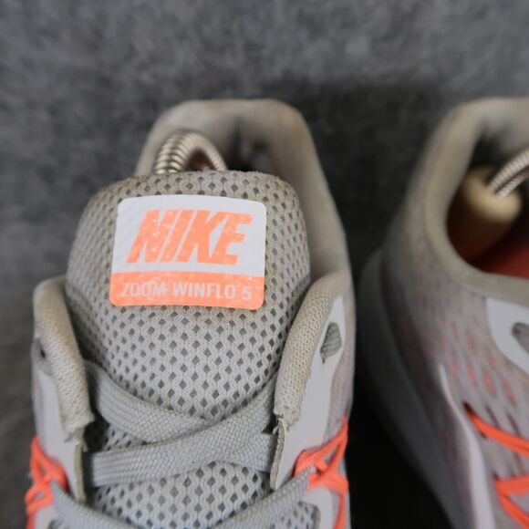 Nike Shoes Womens 9 Athletic Trainer Zoom Winflo 5 Running Comfort Grey Orange - Picture 5 of 14